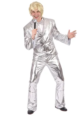 Produktbild von Glänzendes 70er Jahre Disco-Herrenkostüm silber - XL