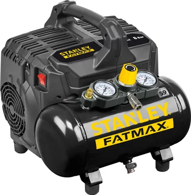 Produktbild von Stanley Fatmax Kompressor DST 101/8/6 FMXCM00 Luftkompressor 8Bar Leise 59dB Tank 6L IP43 1450 RPM Schwarz/Gelb