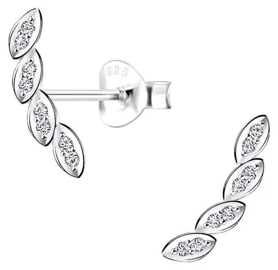 Produktbild von Ohrstecker Blatt: 925 Silber Ohrringe Zirkonia