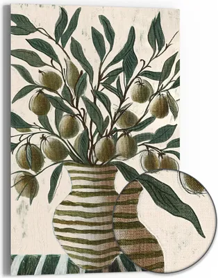 Produktbild von DEQOART Hybrid Leinwand Bild 60x90 cm 'Olivenharmonie' Wandbild Glas flach modern