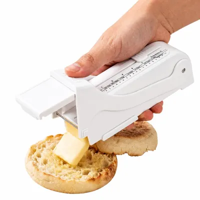 Produktbild von Butterteiler mit verstellbarer Schnittstärke, Butterschneider mit Edelstahldraht, Butterportionierer für Butter, Weichkäse, Frischkäse und Toast