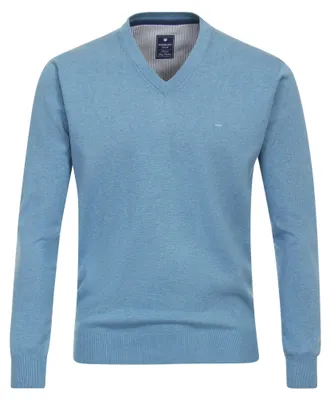Immagine prodotto di REDMOND Maglione casual da uomo a maniche lunghe con scollo a V Comfort Azzurro XXL
