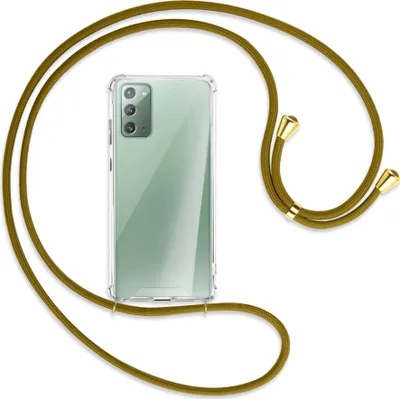 Produktbild von Handykette Backcover-Schutzhülle mit Band (Metall goldfarben) für Samsung Galaxy Note20 4G/5G (N980,N981) - khaki