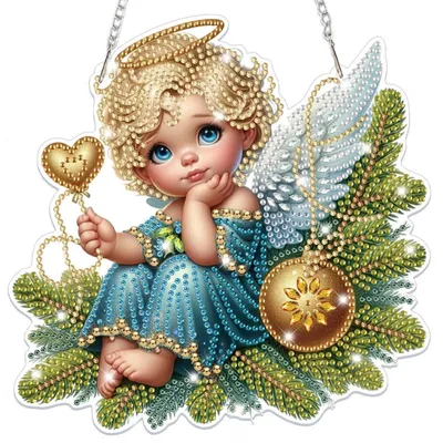 Image de Kit de loisirs créatifs pour adultes et enfants : pendentif "Ange" en peinture diamant 5D, idéal pour créer des décorations de fenêtre