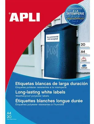 Productafbeelding van Polyester etiketten, 105x148 mm, APLI, 20 stuks