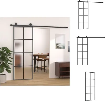 Obrázek produktu pro vidaXL Posuvné dveře s kováním 76x205 cm ESG sklo a hliník - Vchodové dveře