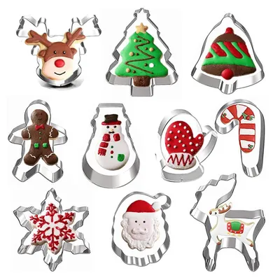 Produktbild von 10 Stück Weihnachten Ausstechformen Set, Keksausstecher Weihnachten, Ausstechformen Ausstechformen Edelstahl, Weihnachtsausstechformen für Kinder