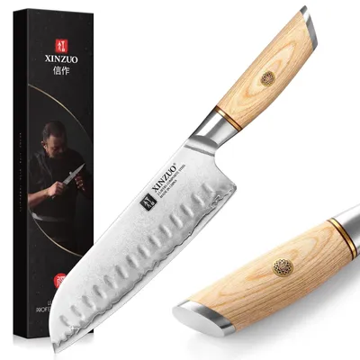 Santoku-Messer 18,2 cm, 3-lagig, 10Cr15CoMoV, Pakkaholzgriff