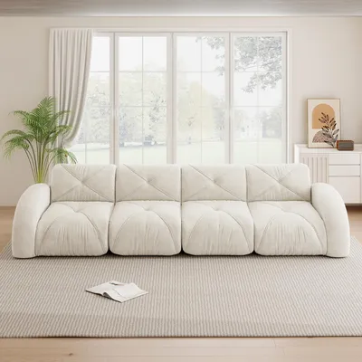 Productafbeelding van STILVORA: Modulaire bank zonder frame, extra groot voor 4 personen, comfortabele chenillestof, ideaal voor de woonkamer. Bank met antislipontwerp, geen montage nodig