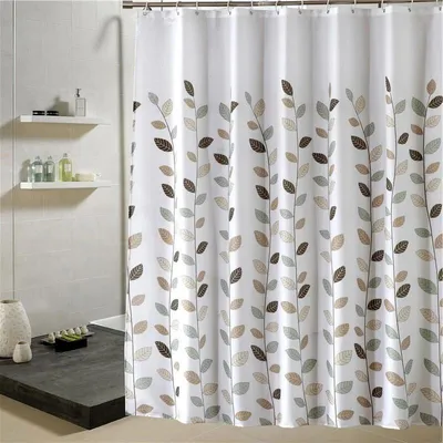 Produktbild von LIONMOOD Duschvorhang - Badewannen Vorhang inkl. Haken - Polyester Textil - 180x200cm - Pflanzen-Blätter
