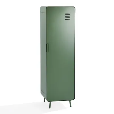 Image de Meubles Cosy Armoire/Casier métallique vert au style industriel avec étagères - WALNUT