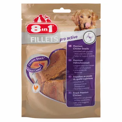 Obrázok produktu pre 8in1 Fillets Pro Active, Maškrta, Pes, Kuracie mäso, 80 g