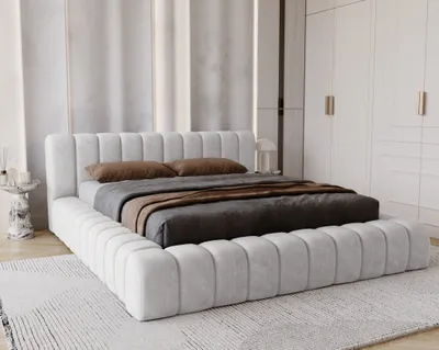 Obrázek produktu pro Čalouněná postel 160x200 Como – silná pěna, úložný prostor, rošt – manželská postel 160x200, elegantní design, světle šedá