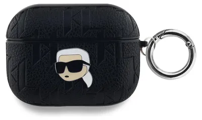 Obrázok produktu pre Karl LagerfeldPolyuretánPuzdro s reliéfom Karl Head pre AirPods Pro Čierne (KLAPPGKIPK)