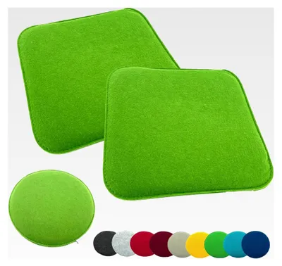 Produktbild von 2er Set Sitzkissen Filz Stuhlkissen Bodenkissen Polster Stuhlauflage Indoor Outdoor Kissen eckig grün 35x35 cm