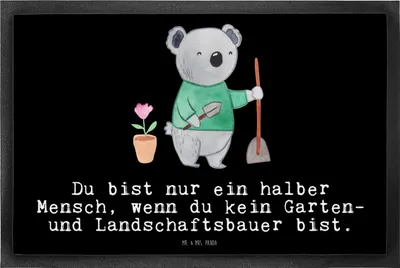 Produktbild von Mr. & Mrs. Panda fußmatte Garten- und Landschaftsbauer Herz 40 x 60 cm - Schwarz - Geschenk, Fußabtreter, Gartenbau, Vorleger, Spruch, Lustig, Gärtnerei, Schmutzfangmatte