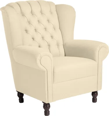 Produktbild von Ohrenbackensessel Katreen Bezug Flachgewebe Buche nussbaum dunkel / beige 22801