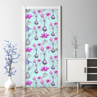 Produktbild von Dekorative Türaufkleber Aufkleber selbstklebend Abnehmbarerdeko Krokusblüten rosa 77 x 200 cm