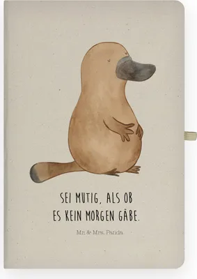 Produktbild von Mr. & Mrs. Panda Tagebuch Schnabeltier Mut - Transparent - Geschenk, Meer, Training, Weltreise, Notizbuch kariert, Büro, a4, Neuanfang, Arbeit, Kladde, Journal
