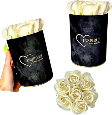 Immagine prodotto di Fioriera Inspiruj - Scatola nera con rose di sapone - N. 18 Crema