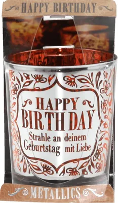 Produktbild von Metallics persönliches Kerzenlicht mit Spruch Happy Birthday