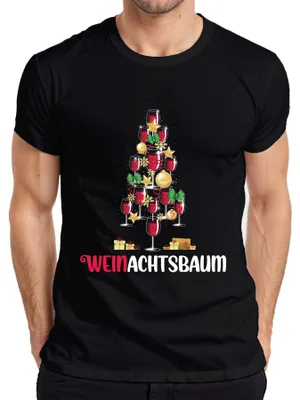 Zdjęcie produktu dla Koszulka męska Christmas Tree Wine Drinker - prezent świąteczny, czarny, M