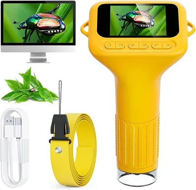 Produktbild von Kindermikroskop, 2-Zoll-IPS-Bildschirm, 1000-faches digitales Handmikroskop, tragbare HD-Taschen-Mini-USB-Mikroskopkamera, mit digitalem HD-Bildschirm