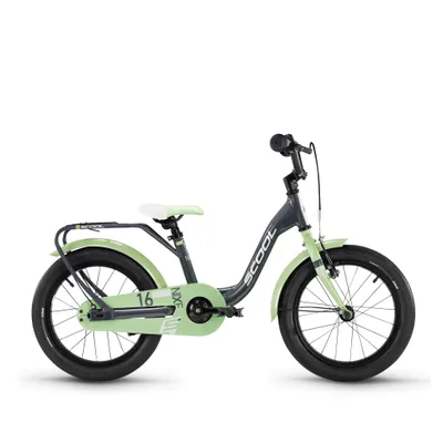 A studio shot of a child's bicycle against a white background.