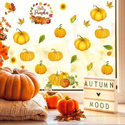 Image de Films adhésifs pour fenêtres d'automne : décoration avec des feuilles