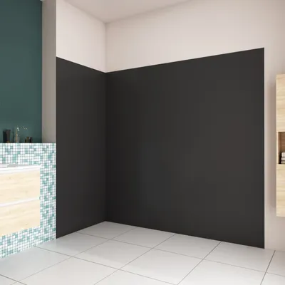 Produktbild von 90x90x100cm tein Anthrazit Aluminium mit 3D-Struktur ohne Profil Duschelement Duschwandplatte Barrierefrei Duschrückwand