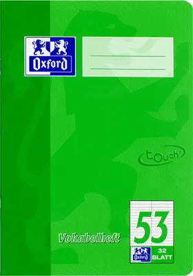Produktbild von Oxford Vokabelheft "TOUCH" DIN A5 2 Spalten Lineatur 53 32 Blatt grün