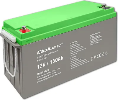 Immagine prodotto di Qoltec 53078 Batteria al gel a ciclo profondo | 12v | 150 ah | 44,5 kg