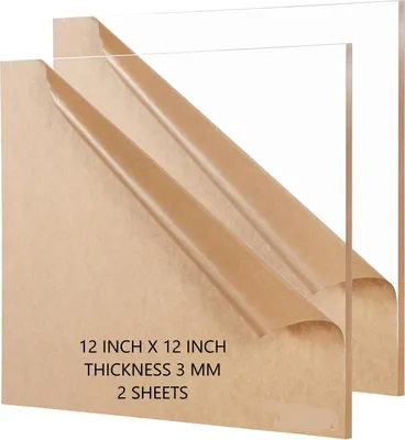 Obrázok produktu pre Akrylová doska, priehľadná, 30,5 x 30,5 cm, hrúbka 3 mm, 2 kusy, vhodná na kreatívne projekty