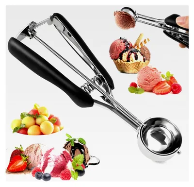 Produktbild von Eisportionierer aus Edelstahl, 4 cm Eiskugelportionierer mit Auslöser und komfortablem Griff, für Eiscreme, Kekse, Teig, Kuchen, Frikadellen und Fruchtfleisch