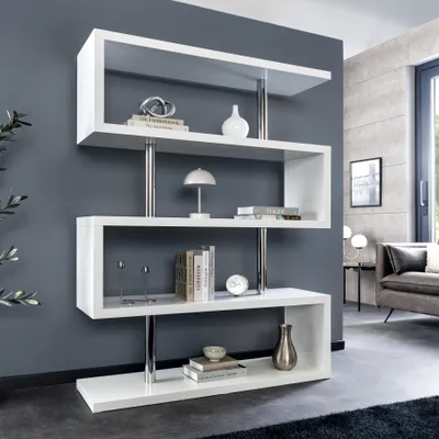 Produktbild von riess-ambiente Design Regal SNAKE 165cm weiß Bücherregal Hochglanz mit fünf Böden