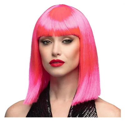 Produktbild von Perücke Dance neonpink schulterlang mit Pony