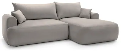 Produktbild von Selsey OVO - Ecksofa mit Schlaffunktion, Stauraum und Samtbezug, hellgrau, rechts