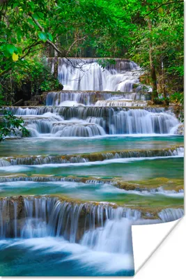 Produktbild von MuchoWow® Poster Wasserfall - Bäume - Natur - Dschungel 120x180 cm - Kunstposter