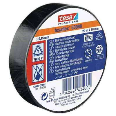 A roll of black electrical insulation tape on a white background.