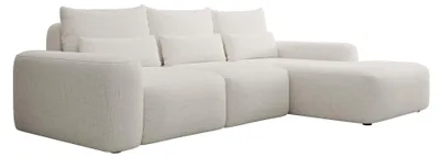 Produktbild von Selsey Carnos – Ecksofa mit Schlaffunktion, Lendenkissen, wasserabweisendem Chenille, Creme, rechts