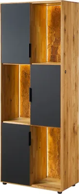 Produktbild von MASSIVMOEBEL24.DE Standregal Wildeiche 76x43x203 natur geölt LINDAU #23
