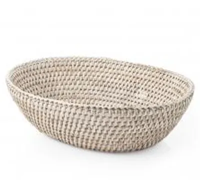 Immagine prodotto di H&H Cestino Ovale In Rattan Bianco Cm 26X7,5