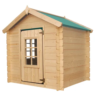 Obrázok produktu pre Timbela M570Z-1 Drevený detský domček na hranie - vonkajší domček pre deti - 111x113xH121 cm/0,9 m2 záhradný domček na hranie - záhradný domček pre deti (farba strechy je zelená)