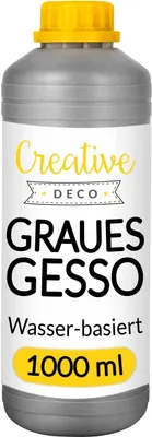 Produktbild von Creative Deco Professionell Graue Gesso | 1L | Perfekte Grundierung für Malerei | Ideal für Acryl-Farben, Öl-Farben, Pouring, Decoupage, Finnabair