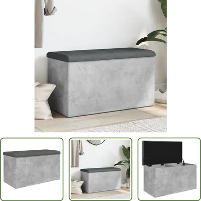 Image de The Living Store Banc avec espace de rangement gris béton 82x42x45 cm Bois composite