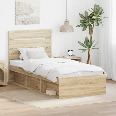 Image de Maison Exclusive - Cadre de lit en chêne Sonoma 75 x 190 cm Bois de pin massif