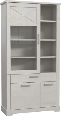 Produktbild von Furniture24 Vitrine Links Rockhampton Rhpv721L-D43 Vitrinenschrank 108.2 X 206.2 X 42 Cm - Pinie Weiß