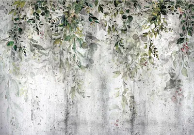 Produktbild von Fototapete Blätter Grün Beton Pflanzen 400x280 cm - inkl. Kleister - für Schlafzimmer Wohnzimmer Flur Modern Vlies Tapete Vliestapete Wandtapete Motivtapeten UV-Beständig