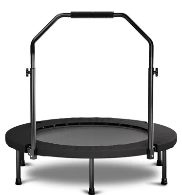 Produktbild von Trampolin klappbar 101 cm mit Haltegriff höhenverstellbar 36 Federn schwarz