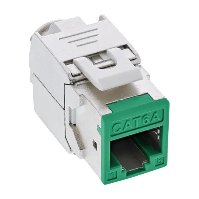 Produktbild von InLine Keystone RJ45 Buchse, geschirmt, Cat.6A, grün 8er Pack, Flach, Grün, RJ-45, LSA, Weiblich, Weiblich